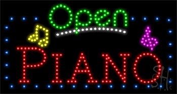 Blue Border Open Piano Animated LED Sign