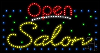 Blue Border Open Salon Animated LED Sign