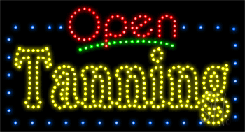 Tanning Open with Border Animated LED Sign