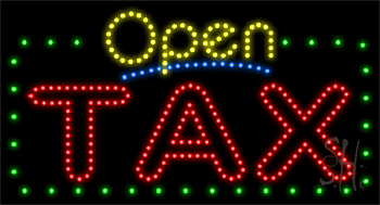 Green Border Open Tax Animated LED Sign