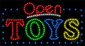 Blue Border Open Toys Animated LED Sign