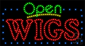 Blue Border Open Wigs Animated LED Sign