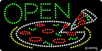 Open w/ Pizza Animated LED Sign