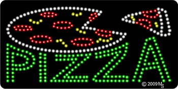 Green Pizza Animated LED Sign