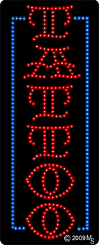 Red and Blue Tattoo Vertical Animated LED Sign