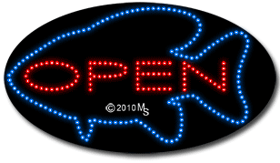 Red and Blue Open Fish Animated LED Sign