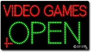 Video Games Open Animated LED Sign