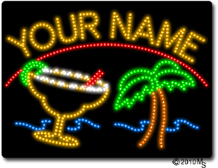 Custom Margarita and Palm Animated LED Sign