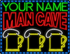 Mancave Custom Three Beers Animated LED Sign