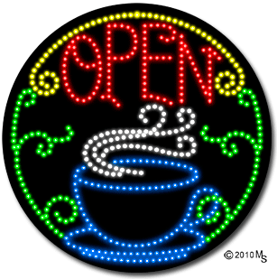 Open Coffee Circular Animated LED Sign