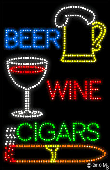 Large LED Beer Wine Cigars Animated Sign