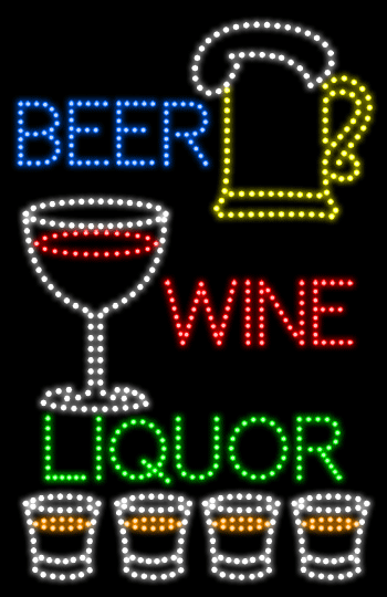 Large LED Beer Wine Liquor Animated Sign