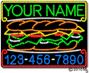 Custom Deli Sandwich Changeable Phone Number Animated LED Sign