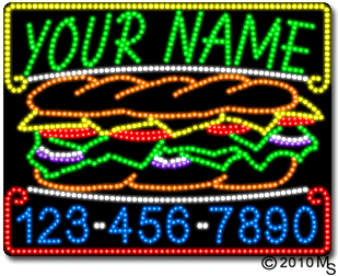 Deli Sandwich Custom Changeable Phone Number Animated LED Sign
