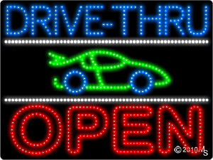 Drive Thru Open 3 Car Animated LED Sign