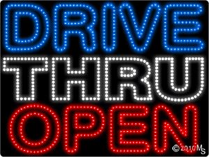 Drive Thru Open Right Arrow Animated LED Sign
