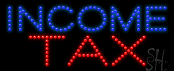 Red and Blue Income Tax Animated LED Sign