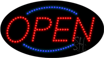 Red and Blue Open Animated LED Sign