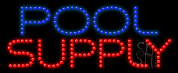Red and Blue Pool Supply Animated LED Sign