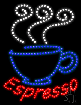 Espresso with Cup Logo Animated LED Sign