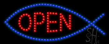 Fish Logo Open Animated LED Sign