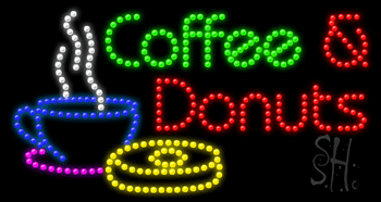 Coffee and Donuts Animated LED Sign