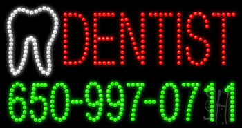 Dentist with Phone Number Animated LED Sign