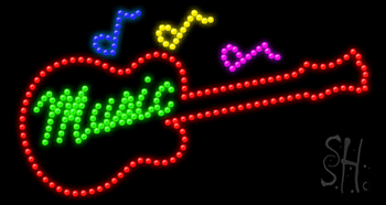 Gitar with Music Animated LED Sign