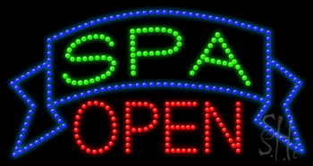 Green Spa Open Animated LED Sign