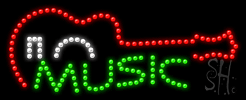 Gitar Logo with Music Animated LED Sign