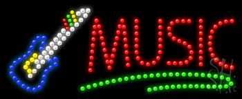 Gitar Logo with Music Animated LED Sign