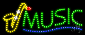 Green Music Animated LED Sign