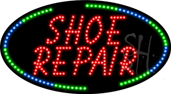 Oval Border Shoes Repair Animated LED Sign