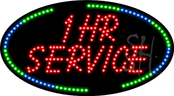 Oval Border 1 Hr Service Animated LED Sign