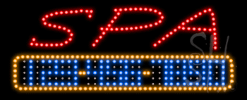Red Spa Animated LED Sign with Phone