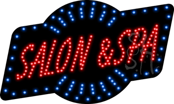 Salon and Spa with Blue Border Animated LED Sign