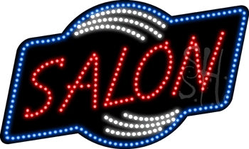 Salon with Blue Border Animated LED Sign