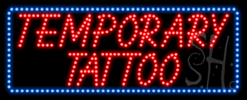 Blue Border Temporary Tattoo Animated LED Sign
