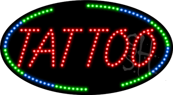 Oval Border Tattoo Animated LED Sign