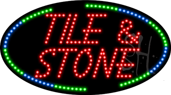 Oval Border Tile and Stone Animated LED Sign