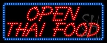 Open Thai Food with Border Animated LED Sign