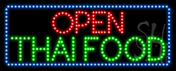 Open Thai Food with Border Animated LED Sign
