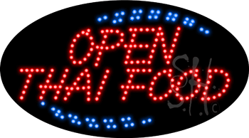 Red Open Thai Food Animated LED Sign