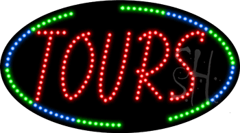 Green and Blue Border Tours Animated LED Sign