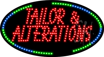 Green and Blue Border Tailor and Alterations Animated LED Sign