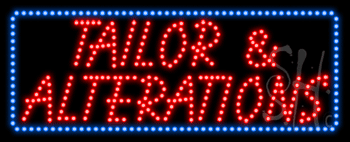 Blue Border Red Tailor and Alterations Animated LED Sign