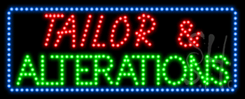 Blue Border Red Tailor and Alterations Animated LED Sign