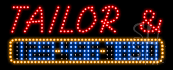 Red Tailor and Alterations Animated LED Sign with Phone