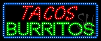 Blue Border Tacos Burritos Animated LED Sign