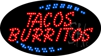 Red Tacos Burritos Animated LED Sign